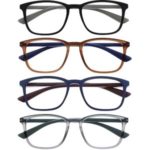 OPULIZE Max Reading Classes 4 Pack Classic Large Rectangular Frame Matt Black Brown Blue Grey Men's Women's Unisex Spring Hinges RRRR78-1237 +1.00 OPULIZE Max Reading Classes 4 Pack Classic Large Rectangular Frame Matt Black Brown Blue Grey Men's Women's Unisex Spring Hinges RRRR78-1237 +1.00