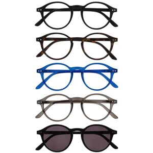 OPULIZE REY Readers with Reading Sunglasses 5-Pack Round Frame Matt Black, Brown, Blue, Grey, Black Mens Womens Spring Hinges RRRRS56-12371 +3.00 OPULIZE REY Readers with Reading Sunglasses 5-Pack Round Frame Matt Black, Brown, Blue, Grey, Black Mens Womens Spring Hinges RRRRS56-12371 +3.00