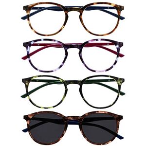 OPULIZE MET Reading Glasses and Reading SunGlasses for Women Men, Round Frame, Brown,Purple,Green,Brown Sun +1.5 (Pack of 4) OPULIZE MET Reading Glasses and Reading SunGlasses for Women Men, Round Frame, Brown,Purple,Green,Brown Sun +1.5 (Pack of 4)
