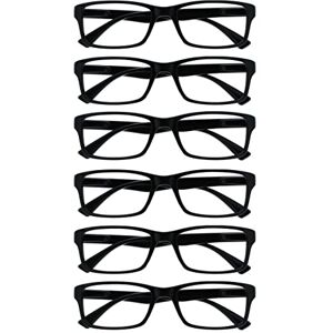 OPULIZE PEP Classic Reading Glasses for Women Men, Scratch Resistant Rectangular Frame with Spring Hinges, Black, +3 (Pack of 6) OPULIZE PEP Classic Reading Glasses for Women Men, Scratch Resistant Rectangular Frame with Spring Hinges, Black, +3 (Pack of 6)