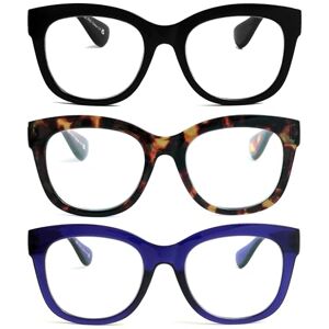 OPULIZE BIG Blue Light Blocking Reading Glasses Bold Round Fashion Frame Anti-Glare Anti-Reflective 3 Pack UV & Eyestrain Protection Black Brown Indigo Blue Mens Womens +0.00 OPULIZE BIG Blue Light Blocking Reading Glasses Bold Round Fashion Frame Anti-Glare Anti-Reflective 3 Pack UV & Eyestrain Protection Black Brown Indigo Blue Mens Womens +0.00
