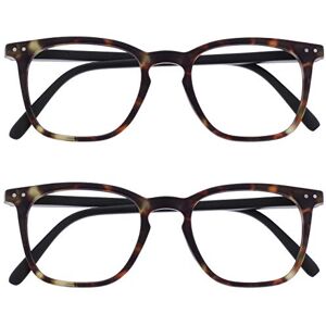 OPULIZE Bex Reading Glasses 2 Pack Large Square Cool Designer Frame Spring Hinges Scratch Resistant Matt Brown Tortoiseshell Mens Womens RR64-2 +2.00 OPULIZE Bex Reading Glasses 2 Pack Large Square Cool Designer Frame Spring Hinges Scratch Resistant Matt Brown Tortoiseshell Mens Womens RR64-2 +2.00