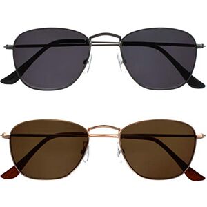 OPULIZE Sky Reading Sunglasses 2 Pack Thin Rimmed Classic Shape Metal Frame Scratch Resistant Tinted Lens UV400 Protection Lens Matt Gunmetal Gold Mens Womens SS95-79 +1.50 OPULIZE Sky Reading Sunglasses 2 Pack Thin Rimmed Classic Shape Metal Frame Scratch Resistant Tinted Lens UV400 Protection Lens Matt Gunmetal Gold Mens Womens SS95-79 +1.50
