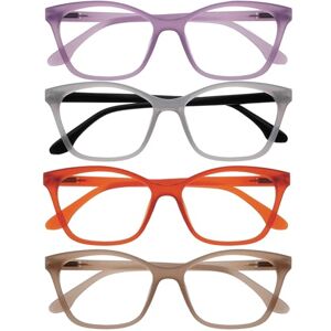 OPULIZE KAT Reading Glasses 4-Pack Cat-Eye Frame Purple, Grey, Orange, Taupe Men & Women Spring Hinges RRRR59-57GU +3.50 OPULIZE KAT Reading Glasses 4-Pack Cat-Eye Frame Purple, Grey, Orange, Taupe Men & Women Spring Hinges RRRR59-57GU +3.50