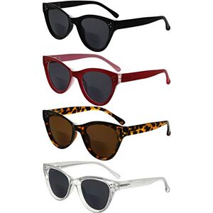 Eyekepper Eyekeeper 4-Packing Oversize Cat-Eye Bifocal Sunglasses for Women Reading Tinted Lens +1.00 Eyekepper Eyekeeper 4-Packing Oversize Cat-Eye Bifocal Sunglasses for Women Reading Tinted Lens +1.00