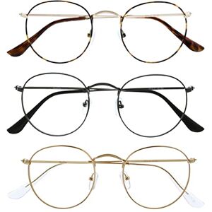 OPULIZE Sol Reading Glasses with Blue Light Blocking 3 Pack Round Metal Retro Improve Sleep Reduce Headache Computer Glasses Gaming Anti-Reflective Brown Gunmetal Gold Mens Womens BBB94-279 +1.00 OPULIZE Sol Reading Glasses with Blue Light Blocking 3 Pack Round Metal Retro Improve Sleep Reduce Headache Computer Glasses Gaming Anti-Reflective Brown Gunmetal Gold Mens Womens BBB94-279 +1.00