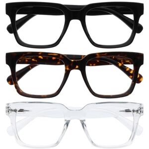 OPULIZE ERA Blue Light Blocking Reading Glasses Anti-Reflective Anti-Glare 3 Pack Readers UV400 Protection Oversized Frame Computer Screen Glasses Black Brown Clear Men Women +2.00 OPULIZE ERA Blue Light Blocking Reading Glasses Anti-Reflective Anti-Glare 3 Pack Readers UV400 Protection Oversized Frame Computer Screen Glasses Black Brown Clear Men Women +2.00