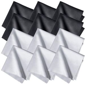 BillyBath Pack of 12 Microfibre Glasses Cleaning Cloths for Glasses, Screens, Tablets, Glasses, 30 x 30 cm, Black/Grey BillyBath Pack of 12 Microfibre Glasses Cleaning Cloths for Glasses, Screens, Tablets, Glasses, 30 x 30 cm, Black/Grey