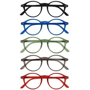 OPULIZE REY Reading Glasses 5-Pack Retro Round Frame Matt Black, Blue, Green, Grey, Red Mens Womens Spring Hinges RRRRR56-1367Z +2.00 OPULIZE REY Reading Glasses 5-Pack Retro Round Frame Matt Black, Blue, Green, Grey, Red Mens Womens Spring Hinges RRRRR56-1367Z +2.00