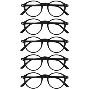 OPULIZE REY Reading Glasses 5-Pack Retro Round Frame Matt Black Mens Womens Spring Hinges RRRRR56-1 +3.50 OPULIZE REY Reading Glasses 5-Pack Retro Round Frame Matt Black Mens Womens Spring Hinges RRRRR56-1 +3.50