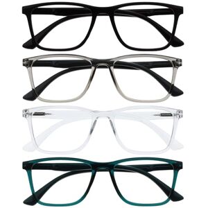 OPULIZE NYX Blue Light Blocking Reading Glasses Anti-Glare Computer and Gaming Eyewear 4 Pack UV and Eyestrain Protection Rectangular Frame Black Grey Clear Turquoise Men Women + 1.50 OPULIZE NYX Blue Light Blocking Reading Glasses Anti-Glare Computer and Gaming Eyewear 4 Pack UV and Eyestrain Protection Rectangular Frame Black Grey Clear Turquoise Men Women + 1.50