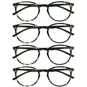 Opulize Green Tortoise Reading Glasses - Stylish Round Frame Opulize Green Tortoise Reading Glasses - Stylish Round Frame