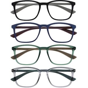 OPULIZE Max Reading Classes 4 Pack Classic Large Rectangular Frame Matt Black Blue Green Grey Men's Women's Unisex Spring Hinges RRRR78-1367 +1.00 OPULIZE Max Reading Classes 4 Pack Classic Large Rectangular Frame Matt Black Blue Green Grey Men's Women's Unisex Spring Hinges RRRR78-1367 +1.00