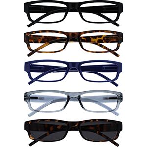 OPULIZE ACE Reading Glasses for Women Men, Lightweight Comfortable Narrow Rectangular Frame with Spring Hinges, Scratch Resistant, Black, Brown,Blue,Grey/Brown Sun +3.5 (Pack of 5) OPULIZE ACE Reading Glasses for Women Men, Lightweight Comfortable Narrow Rectangular Frame with Spring Hinges, Scratch Resistant, Black, Brown,Blue,Grey/Brown Sun +3.5 (Pack of 5)