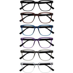 OPULIZE LEO Reading Glasses 6-Pack Large Rectangular Frame Black, Brown, Blue, Purple, Grey, Clear Mens Womens Spring Hinges RRRRRR55-12357C +3.50 OPULIZE LEO Reading Glasses 6-Pack Large Rectangular Frame Black, Brown, Blue, Purple, Grey, Clear Mens Womens Spring Hinges RRRRRR55-12357C +3.50