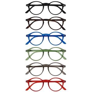 OPULIZE REY Reading Glasses 6-Pack Retro Round Frame Matt Black, Brown, Blue, Green, Grey, Red Mens Womens Spring Hinges RRRRRR56-12367Z +1.50 OPULIZE REY Reading Glasses 6-Pack Retro Round Frame Matt Black, Brown, Blue, Green, Grey, Red Mens Womens Spring Hinges RRRRRR56-12367Z +1.50