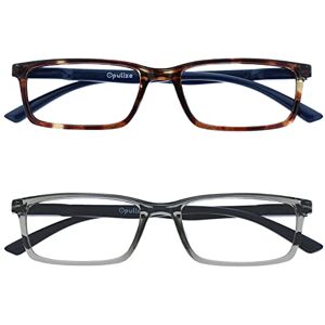 OPULIZE SEE Blue Light Blocking Reading Glasses for Women Men 2 Pack Narrow Frame Anti-Glare Computer and Gaming Eyewear UV and Eyestrain Protection Improve Sleep Brown Grey +2.00 OPULIZE SEE Blue Light Blocking Reading Glasses for Women Men 2 Pack Narrow Frame Anti-Glare Computer and Gaming Eyewear UV and Eyestrain Protection Improve Sleep Brown Grey +2.00