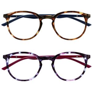 OPULIZE MET Blue Light Blocking Reading Glasses for Women Men, Slim Round Frame with Scratch Resistant and Spring Hinges, Computer Glasses with Anti-Reflective, Brown,Purple +1 (Pack of 2) OPULIZE MET Blue Light Blocking Reading Glasses for Women Men, Slim Round Frame with Scratch Resistant and Spring Hinges, Computer Glasses with Anti-Reflective, Brown,Purple +1 (Pack of 2)