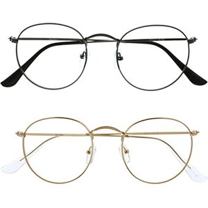OPULIZE Sol Reading Glasses with Blue Light Blocking 2 Pack Round Metal Retro Improve Sleep Reduce Headache Computer Glasses Gaming Anti-Reflective Matt Gunmetal Gold Mens Womens BB94-79 +3.50 OPULIZE Sol Reading Glasses with Blue Light Blocking 2 Pack Round Metal Retro Improve Sleep Reduce Headache Computer Glasses Gaming Anti-Reflective Matt Gunmetal Gold Mens Womens BB94-79 +3.50