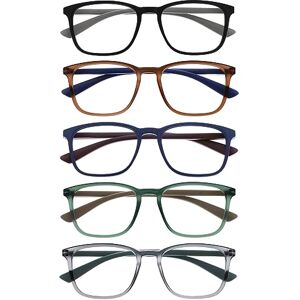 OPULIZE Max Reading Glasses 5 Pack Classic Large Rectangular Frame Matt Black Brown Blue Green Grey Men's Women's Spring Hinges RRRRR78-12367 +3.50 OPULIZE Max Reading Glasses 5 Pack Classic Large Rectangular Frame Matt Black Brown Blue Green Grey Men's Women's Spring Hinges RRRRR78-12367 +3.50