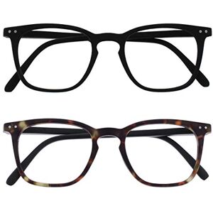 OPULIZE Bex Reading Glasses 2 Pack Large Square Cool Designer Frame Spring Hinges Scratch Resistant Matt Black Brown Mens Womens RR64-12 +1.00 OPULIZE Bex Reading Glasses 2 Pack Large Square Cool Designer Frame Spring Hinges Scratch Resistant Matt Black Brown Mens Womens RR64-12 +1.00