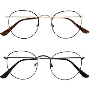 OPULIZE Sol Reading Glasses with Blue Light Blocking 2 Pack Round Metal Retro Improve Sleep Reduce Headache Computer Glasses Gaming Anti-Reflective Brown Matt Gunmetal Mens Womens BB94-27 +2.50 OPULIZE Sol Reading Glasses with Blue Light Blocking 2 Pack Round Metal Retro Improve Sleep Reduce Headache Computer Glasses Gaming Anti-Reflective Brown Matt Gunmetal Mens Womens BB94-27 +2.50