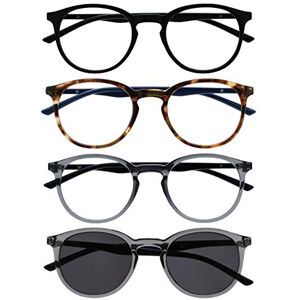 OPULIZE MET Reading Glasses and Reading SunGlasses for Women Men, Round Frame, Black,Brown,Grey,Grey Sun +3.5 (Pack of 4) OPULIZE MET Reading Glasses and Reading SunGlasses for Women Men, Round Frame, Black,Brown,Grey,Grey Sun +3.5 (Pack of 4)