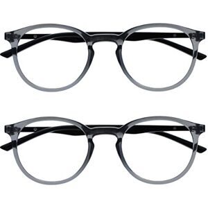 OPULIZE MET Blue Light Blocking Reading Glasses for Women Men, Slim Round Frame with Scratch Resistant and Spring Hinges, Computer Glasses with Anti-Reflective, Grey +1.5 (Pack of 2) OPULIZE MET Blue Light Blocking Reading Glasses for Women Men, Slim Round Frame with Scratch Resistant and Spring Hinges, Computer Glasses with Anti-Reflective, Grey +1.5 (Pack of 2)