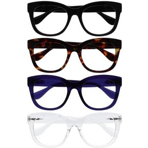 OPULIZE BIG Blue Light Blocking Reading Glasses Bold Round Fashion Frame Anti-Glare Anti-Reflective Computer Gaming UV Eyestrain Protection 4 Pack Black Brown Indigo Clear Mens Womens +1.00 OPULIZE BIG Blue Light Blocking Reading Glasses Bold Round Fashion Frame Anti-Glare Anti-Reflective Computer Gaming UV Eyestrain Protection 4 Pack Black Brown Indigo Clear Mens Womens +1.00