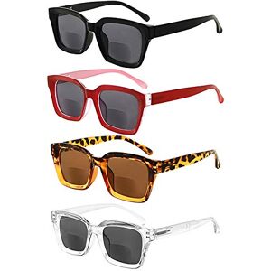 Eyekepper Eyekeeper 4-Packing Bifocal Sunglasses for Women Reading Under The Sun Stylish Bifocal Readers Tinted Lens Oversize +1.50 Eyekepper Eyekeeper 4-Packing Bifocal Sunglasses for Women Reading Under The Sun Stylish Bifocal Readers Tinted Lens Oversize +1.50
