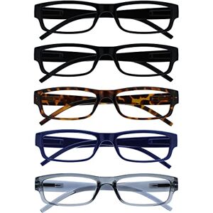 OPULIZE ACE Reading Glasses for Women Men, Lightweight Comfortable Narrow Rectangular Frame with Spring Hinges, Scratch Resistant, Black, Brown,Blue,Grey +1 (Pack of 5) OPULIZE ACE Reading Glasses for Women Men, Lightweight Comfortable Narrow Rectangular Frame with Spring Hinges, Scratch Resistant, Black, Brown,Blue,Grey +1 (Pack of 5)