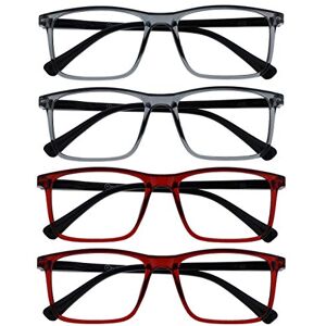 Opulize RRRR4-77ZZ-250 Unisex Reading Glasses - Rectangular, Gray/Dark Red Opulize RRRR4-77ZZ-250 Unisex Reading Glasses - Rectangular, Gray/Dark Red