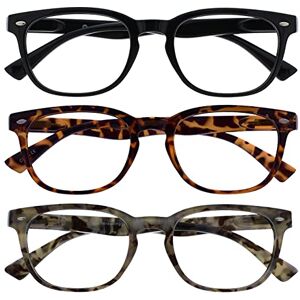 OPULIZE ORA Reading Glasses for Men Women 3 Pack Designer Style Rounded Frame Scratch Resistant Lens Spring Hinges Black, Brown & Grey Tortoiseshell +1.50 OPULIZE ORA Reading Glasses for Men Women 3 Pack Designer Style Rounded Frame Scratch Resistant Lens Spring Hinges Black, Brown & Grey Tortoiseshell +1.50