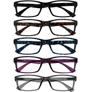 OPULIZE PEP Reading Glasses for Women Men, Large Rectangular Designer Frame with Spring Hinges, Scratch Resistant, Black, Brown, Blue, Purple, Grey +1 (Pack of 5) OPULIZE PEP Reading Glasses for Women Men, Large Rectangular Designer Frame with Spring Hinges, Scratch Resistant, Black, Brown, Blue, Purple, Grey +1 (Pack of 5)