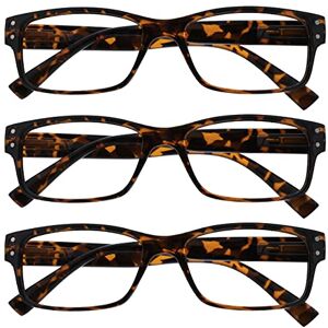 OPULIZE The Reading Glasses Company 3 Pack Mens Brown Tortoiseshell Large Designer Style Readers Spring Hinges RRR11-2 +2.00 OPULIZE The Reading Glasses Company 3 Pack Mens Brown Tortoiseshell Large Designer Style Readers Spring Hinges RRR11-2 +2.00