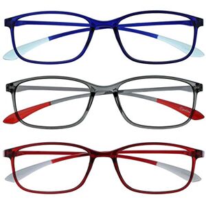 OPULIZE Ice Reading Glasses 3 Pack Ultra Lightweight Frame Scratch Resistant Blue Grey Red Mens Womens RRR61-37Z +2.50 OPULIZE Ice Reading Glasses 3 Pack Ultra Lightweight Frame Scratch Resistant Blue Grey Red Mens Womens RRR61-37Z +2.50