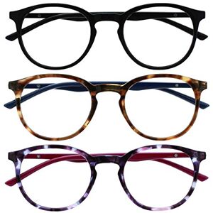 OPULIZE MET Blue Light Blocking Reading Glasses for Women Men, Slim Round Frame with Scratch Resistant and Spring Hinges, Computer Glasses with Anti-Reflective, Black,Brown,Purple +1.5 (Pack of 3) OPULIZE MET Blue Light Blocking Reading Glasses for Women Men, Slim Round Frame with Scratch Resistant and Spring Hinges, Computer Glasses with Anti-Reflective, Black,Brown,Purple +1.5 (Pack of 3)