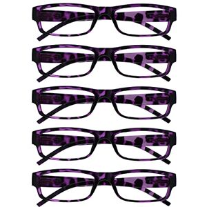 OPULIZE ACE Reading Glasses for Women Men, Lightweight Comfortable Narrow Rectangular Frame with Spring Hinges, Scratch Resistant, Purple +1 (Pack of 5) OPULIZE ACE Reading Glasses for Women Men, Lightweight Comfortable Narrow Rectangular Frame with Spring Hinges, Scratch Resistant, Purple +1 (Pack of 5)