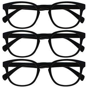 OPULIZE Pop 3 Pack Black Distance Glasses Short Sighted Retro Round Mens Womens Spring Hinges M2-1-2.00 OPULIZE Pop 3 Pack Black Distance Glasses Short Sighted Retro Round Mens Womens Spring Hinges M2-1-2.00