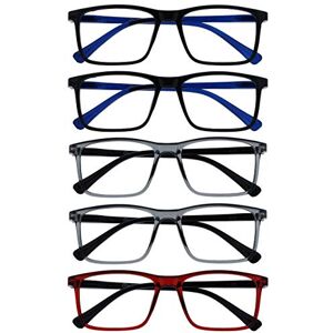 OPULIZE INK Reading Glasses Value 5 Pack Large Rectangular Frame Spring Hinges Scratch Resistant Black Grey Red Mens Womens +3.00 OPULIZE INK Reading Glasses Value 5 Pack Large Rectangular Frame Spring Hinges Scratch Resistant Black Grey Red Mens Womens +3.00