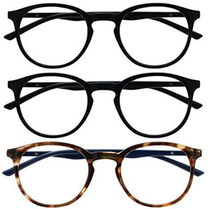 OPULIZE MET Blue Light Blocking Reading Glasses for Women Men, Slim Round Frame with Scratch Resistant and Spring Hinges, Computer Glasses with Anti-Reflective, Black,Brown +1 (Pack of 3) OPULIZE MET Blue Light Blocking Reading Glasses for Women Men, Slim Round Frame with Scratch Resistant and Spring Hinges, Computer Glasses with Anti-Reflective, Black,Brown +1 (Pack of 3)