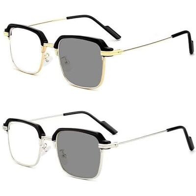 Neptuiby Auto Focus Glasses 2pcs Smart Auto Focus Reading Glasses Light-Sensitive Color-Changing Blue Light Blocking Semi-Rimmed Silver & Gold Frames. Neptuiby Auto Focus Glasses 2pcs Smart Auto Focus Reading Glasses Light-Sensitive Color-Changing Blue Light Blocking Semi-Rimmed Silver & Gold Frames.