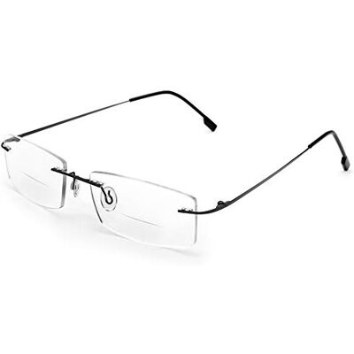Fuisetaea Titanium Alloy Photochromic Gray Bifocal Reading Glasses +3.00 Rimless Transition Bifocal Readers Eyeglasses Fuisetaea Titanium Alloy Photochromic Gray Bifocal Reading Glasses +3.00 Rimless Transition Bifocal Readers Eyeglasses