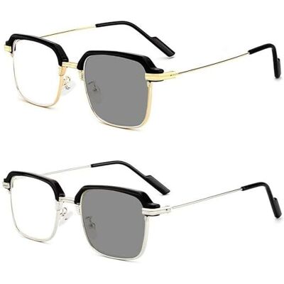 Lcarege Auto Focus Glasses, 2pcs Smart Auto Focus Reading Glasses, Light-Sensitive Color-Changing, Blue Light Blocking, Semi-Rimmed, Silver & Gold Frames Lcarege Auto Focus Glasses, 2pcs Smart Auto Focus Reading Glasses, Light-Sensitive Color-Changing, Blue Light Blocking, Semi-Rimmed, Silver & Gold Frames