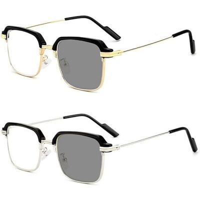 Neptuiby Auto Focus Glasses, 2pcs Smart Auto Focus Reading Glasses Light-Sensitive Color-Changing Blue Light Blocking, Semi-Rimmed, Silver & Gold Frames. Neptuiby Auto Focus Glasses, 2pcs Smart Auto Focus Reading Glasses Light-Sensitive Color-Changing Blue Light Blocking, Semi-Rimmed, Silver & Gold Frames.