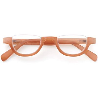 GAWK Type F Burnt Orange Brown Semi-Rimless Half-Moon Retro Reading Glasses with Pouch Case GAWK Type F Burnt Orange Brown Semi-Rimless Half-Moon Retro Reading Glasses with Pouch Case