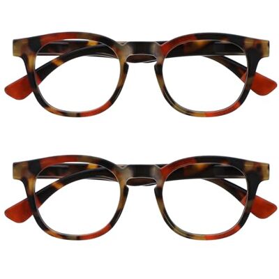 Opulize Ava Reading Glasses - Unisex - Scratch-Resistant, Brown Tortoise Red - +3 Opulize Ava Reading Glasses - Unisex - Scratch-Resistant, Brown Tortoise Red - +3