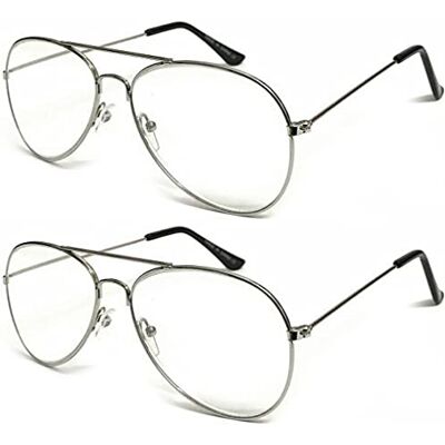 ZIZO EYEWEAR Unisex Classic Pilot Style Double Bridge Metal Reading Glasses Small Shape Design R293 Specs (2 Pairs Silver, 100 Magnification) ZIZO EYEWEAR Unisex Classic Pilot Style Double Bridge Metal Reading Glasses Small Shape Design R293 Specs (2 Pairs Silver, 100 Magnification)