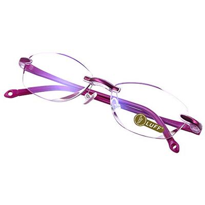 LUFF Fashion Rimless Reading Glasses,Diamond Cut Edge Reders for Men Women Computer Blue Light Blocking HD anti-blue lens wear&scratch-resistant,lightweight,comfortable,flexible,Reduce eye strain LUFF Fashion Rimless Reading Glasses,Diamond Cut Edge Reders for Men Women Computer Blue Light Blocking HD anti-blue lens wear&scratch-resistant,lightweight,comfortable,flexible,Reduce eye strain