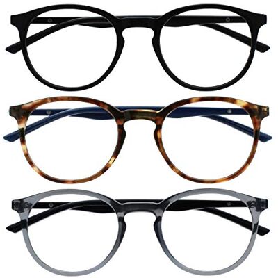 Opulize MET Reading Glasses - 3 Pack Stylish Round Frame +3 Opulize MET Reading Glasses - 3 Pack Stylish Round Frame +3
